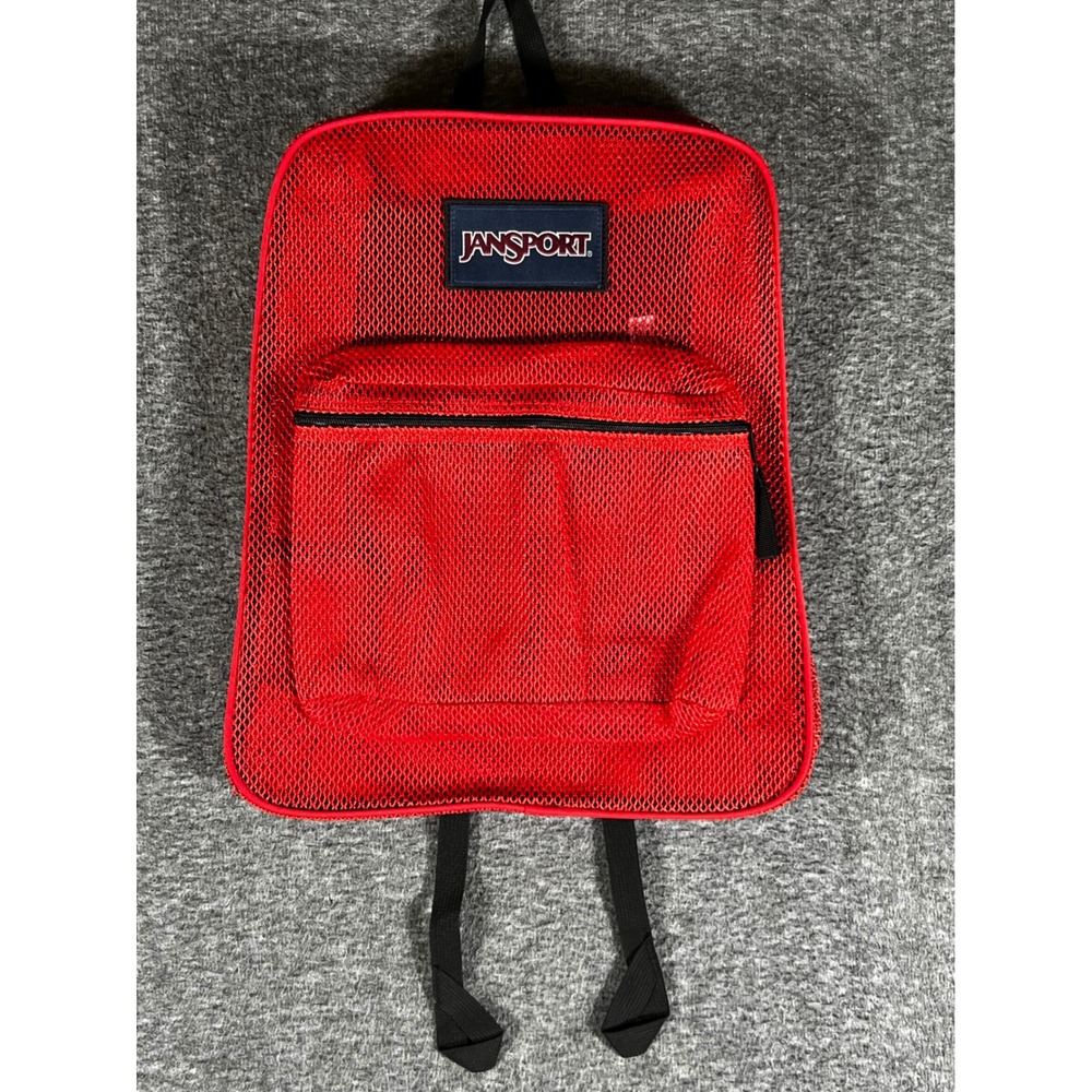 JanSport Mesh Pack Backpack Red Transparent Stadium Approved School Bag